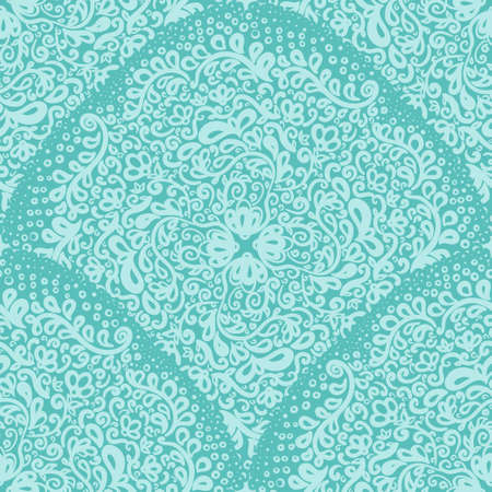 Bohemian Art Deco ornaments in green and white colors. Wallpaper seamless pattern. Can be used for wallpaper, textile and pattern fills, different surfaces, background of web site pages.のイラスト素材