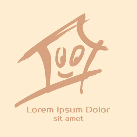 Home and house hand drawn illustration. Logo template.のイラスト素材
