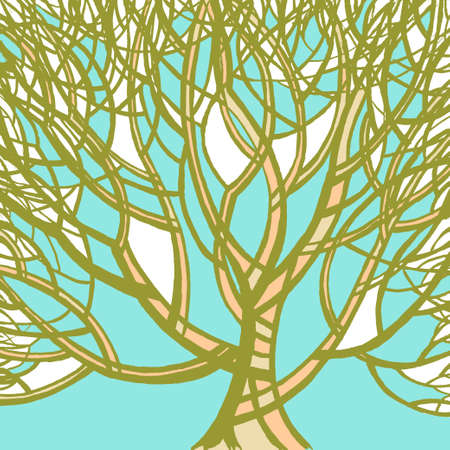 Stylized abstract green tree. Art colorful illustration. Ecology, nature and garden themeのイラスト素材