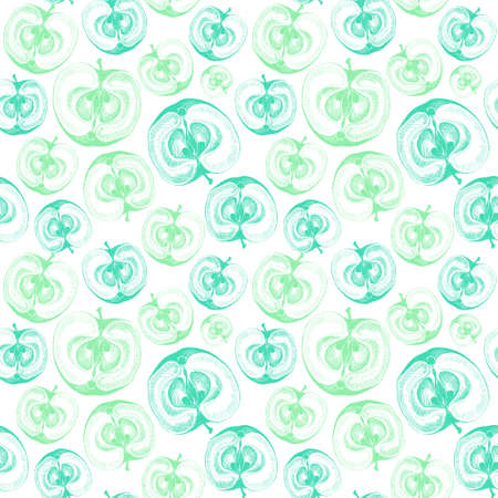 Wallpaper seamless pattern with drawing of applesの写真素材