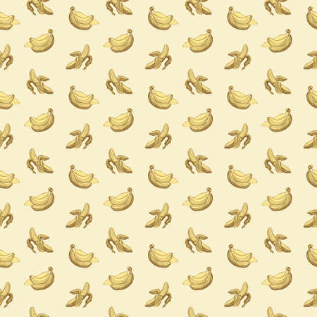 Seamless wallpaper pattern with bananas engraving drawing. Fruit and food themes. Good for wallpaper, textile, background, design of wedding invitation, poster, cover of book, post cardsの写真素材