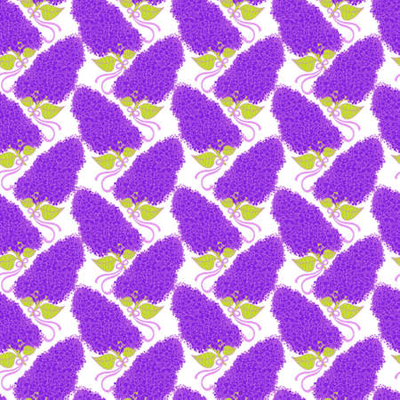 Amazing branches of lilac flowers in violet colors. Good for wallpaper, textile, background, design of wedding invitation, poster, cover of book, post cards. Spring and summer theme of illustrationの写真素材