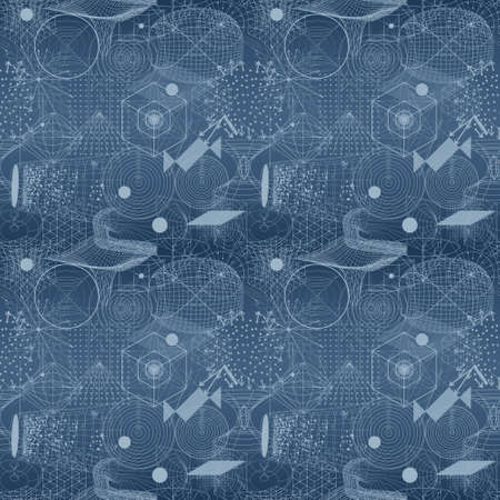 Sacred geometry symbols and elements wallpaper seamless pattern. Textile design, abstract texture,...