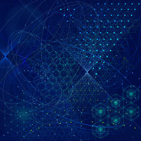 Sacred geometry symbols and elements background. Cosmic, universe, bing bang, alchemy, religion,...