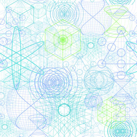 Sacred geometry symbols and elements wallpaper seamless pattern.