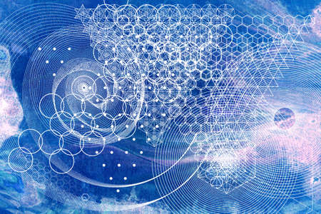 Sacred geometry symbols and elements background.