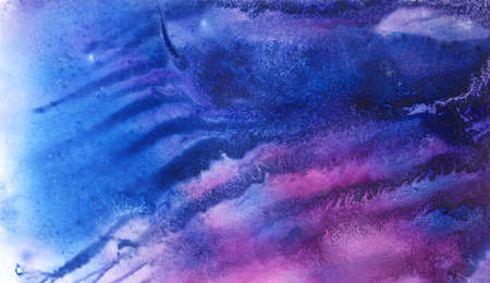 Cosmic Paper Marble Texture. Background texture. Color abstract background. Blue space watercolor background. Hand drawn gouache paint background. Colorful background texture.の写真素材