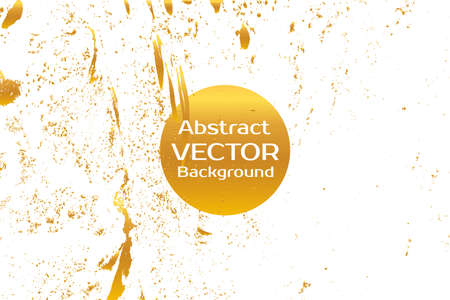 Golden abstract painted marble illustration. Watercolor spot background. Brush splash vector art. Vector with paper marbling textures. White and gold colors.のイラスト素材