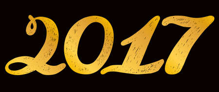 2017 numbers for quote lettering. Happy New Year. Decorative Trended Alphabet. Display font and numbers. Hand drawn letters in old fashion vintage style.の写真素材