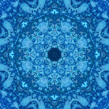 Mandala with art handmade watercolor texture. Kaleidoscopic sacred geometry element. Alchemy,...
