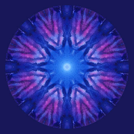 Mandala with art handmade watercolor texture. Kaleidoscopic sacred geometry element. Alchemy, religion, philosophy, astrology and spirituality themes. Universal background for everything.の写真素材