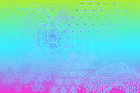 Sacred geometry symbols and elements background. Cosmic, universe, bing bang, alchemy, religion,...