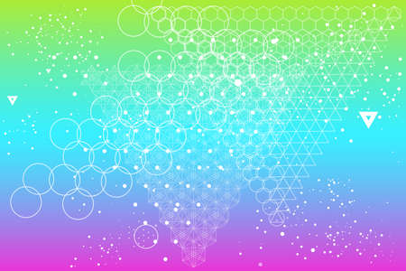 The science and mathematics abstract background with circles, cube, triangles and a lot of lines....