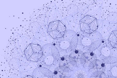 The science and mathematics abstract background with circles, cube, triangles and a lot of lines....