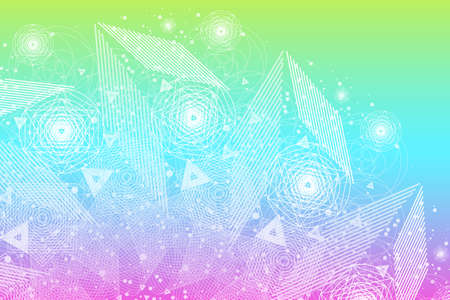 The science and mathematics abstract background with circles, cube, triangles and a lot of lines. Sacred geometry backdrop. The chemistry and astrology. Graphic elements for identity design.のイラスト素材