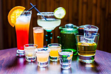Set of various cocktails with tequila