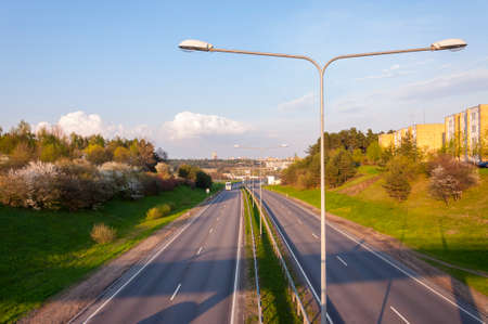 Beltway cityscape of Vilnius Lithuania with double double lanterns.の写真素材