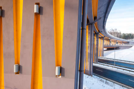 Highway bridge light and architecture lines, perspectives at winterの写真素材