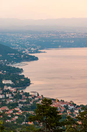 Sunset above the Adriatic Sea Bay in Norhtern Croatia. Istria is the largest peninsula in the...