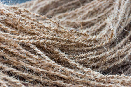 Here you can see the Indian handmade braided coconut rope that women in Kerala Backwaters made every day for many hundreds years.の写真素材