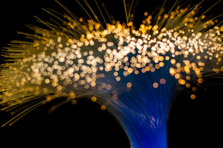 These series of images show twisted bundle of nylon fibers connected to light source and...