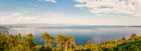 Panorama above the Adriatic Sea Bay in Norhtern Croatia. Istria is the largest peninsula in the Adriatic Sea.の写真素材