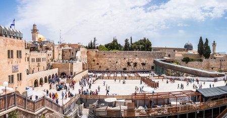 Jerusalem, Israel - May 25, 2012: Many people coming to see the Western Wall or Wailing Wall that is the most religious site in the world for Jewish people. Located in the Old City of Jerusalem.のeditorial素材