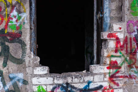 Vilnius, Lithuania - April 28, 2013: Entrance to abandoned concrete bunker built during the Second...