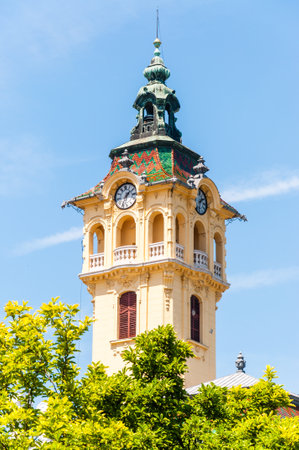 Szeged, Hungary - June 18, 2013: The tower of the Town Hall in Szeged. The present City Hall is the...