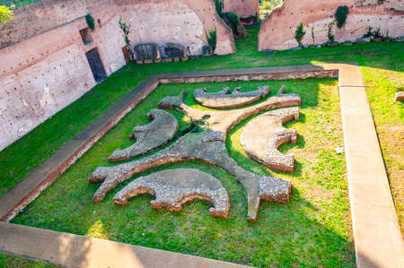 Rome, Italy: Ancient remains, fragments of the garden of the House of Augustus, or the Domus Augusti, residence for the emperor Augustusの写真素材