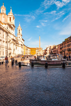 Rome, Italy - November 18, 2018: Piazza Navona square full of famous fountains, attractions and people in Rome, Italy. It is built on the site of the Stadium of Domitian, built in the 1st century ADのeditorial素材