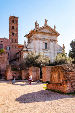 Rome, Italy: Santa Francesca Romana or Santa Maria Nova is a 10th century titular church and minor basilica, formerly monastic, at Piazza di Santa Francesca Romanaの写真素材