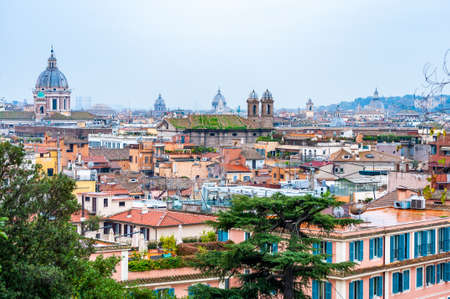 Rome cityscape urban skyline view from above with lots of history, arts and architectureの写真素材