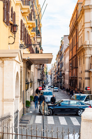 Rome, Italy - November 18, 2018: Piazza di Spagna, Spain square at the bottom of the Spanish Steps, is one of the most famous squares in Rome always full of tourists and locals sitting on the stepsのeditorial素材