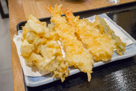 Mixed shrimp and vegetable deep fry Tempuraの写真素材