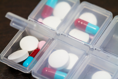 pills in the pill boxの写真素材