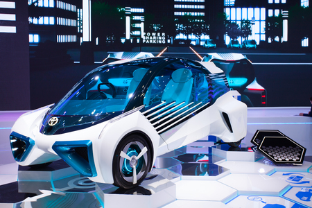 Impact Muangtong Thani,Thailand 29Mar-9April 38th Thailand Motorshow Toyota fuel car concept H2O ,This car uses four hydrogen fuel tanks, which store high-pressure compressed hydrogen.のeditorial素材