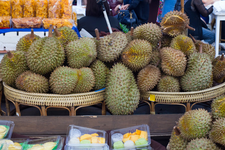 Durian King of fruit sale in market, Thailand Fruitの写真素材