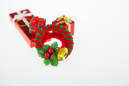 Gift boxes and decoration Christmas Day and New Year's isolated on a white surface.の写真素材