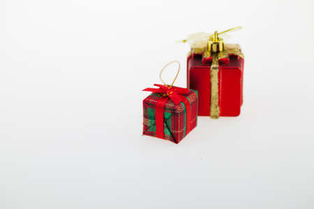 Gift boxes, Christmas Day and New Year's isolated on a white surface.の写真素材