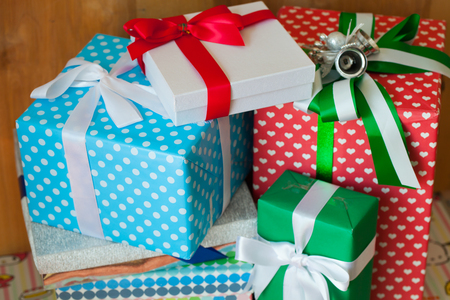 Gift boxes with selective focusの写真素材