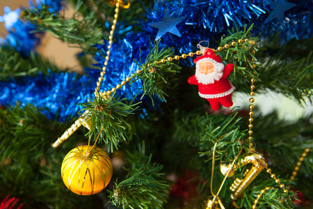 Beautiful decorated fireplace and Christmas treeの写真素材