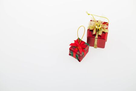 Gift boxes, Christmas Day and New Year's isolated on a white surface.の写真素材