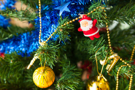 Beautiful decorated fireplace and Christmas treeの写真素材