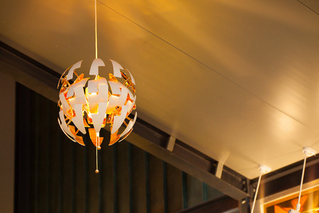 Beautiful chandelier. luxury expensive chandelier hanging under ceilingの写真素材
