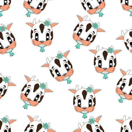 Seamless pattern with adorable cows.のイラスト素材