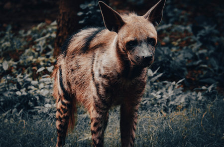 Spotted hyena (Hyaena hyena) in the forest