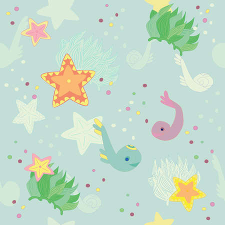 marine life, seamless patternのイラスト素材