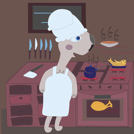illustration of gopher - chef on the kitchenのイラスト素材