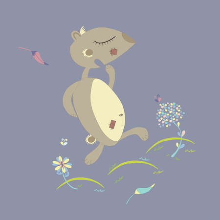 illustration of gopher jumping on the meadowのイラスト素材